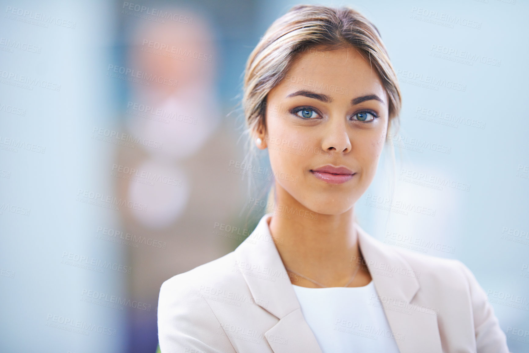 Buy stock photo Businesswoman, portrait and corporate professional in office building as financial advisor or investment, opportunity or deal. Female person, face and workplace pride in accounting, career or startup