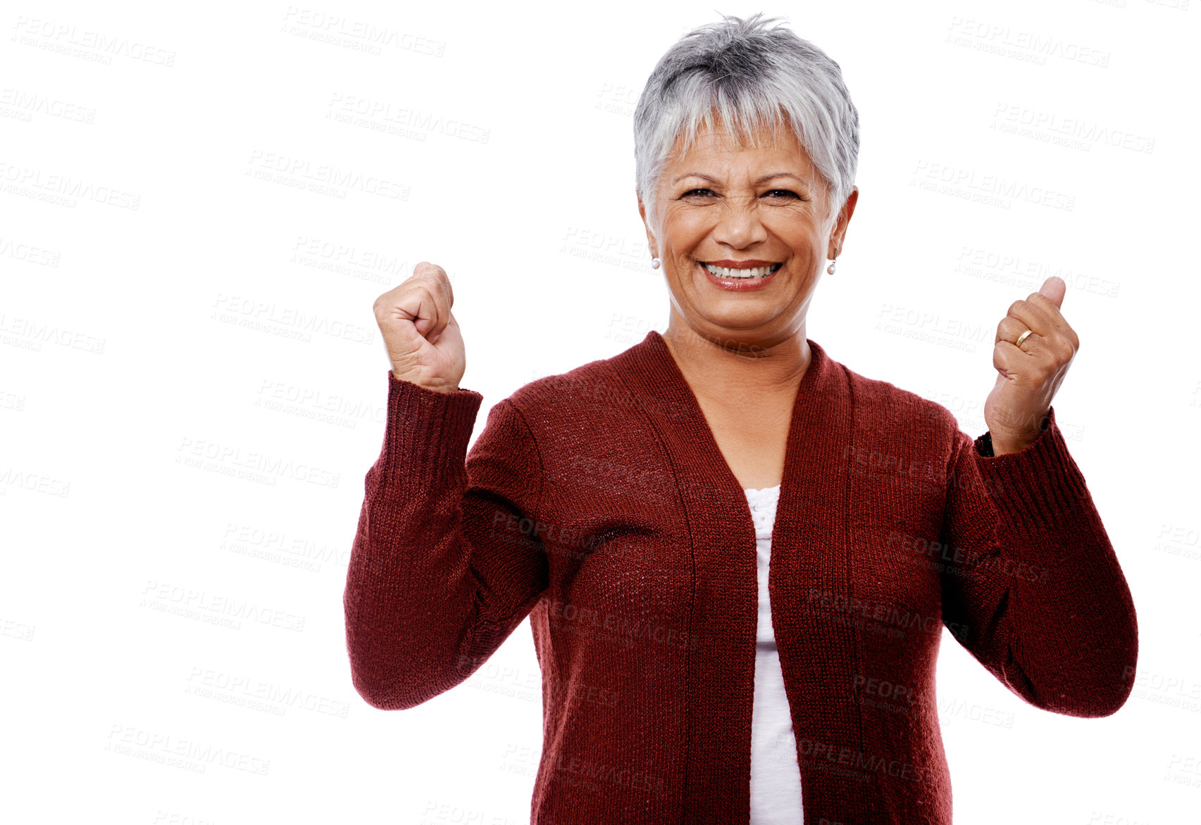 Buy stock photo Studio shot of a smiling mature woman isolated on white