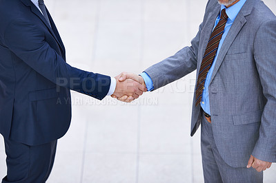 Buy stock photo Office, business people and shaking hands for deal, collaboration and b2b partnership agreement for consultant. Welcome, introduction and handshake for greeting, meeting and thank you for support