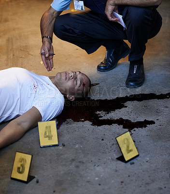 Buy stock photo Shot of a crime scene investigation in progress