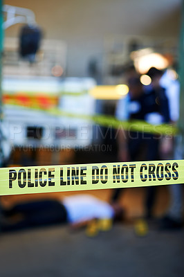 Buy stock photo Shot of a crime scene investigation in progress