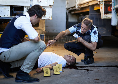 Buy stock photo Shot of a crime scene investigation in progress