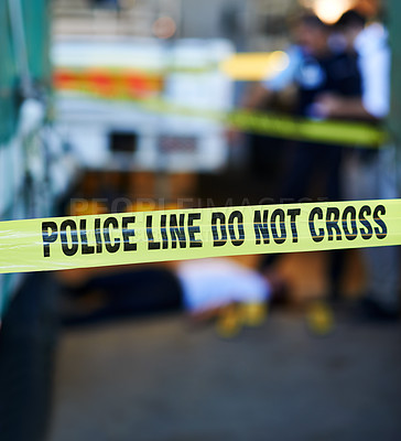 Buy stock photo Shot of a crime scene investigation in progress