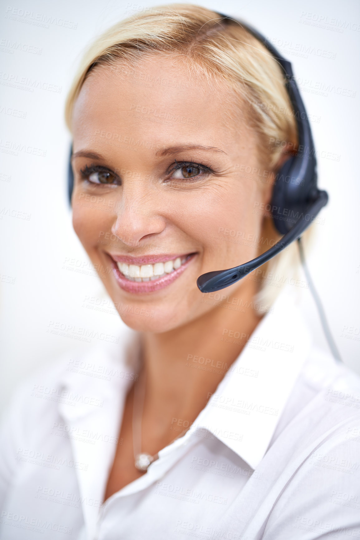 Buy stock photo Portrait of an attractive young call center agent