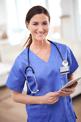 Buy stock photo Portrait of a young female doctor in scrubs