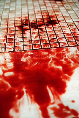 Buy stock photo A cropped shot of a bloody bathroom floor