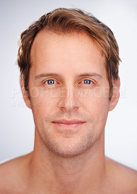 Buy stock photo Cropped studio shot of a handsome man