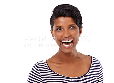 Buy stock photo A young Indian woman smiling at the camera
