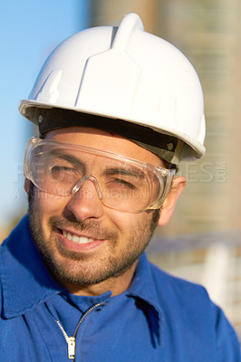 Buy stock photo Cropped shot of a construction worker outdoors