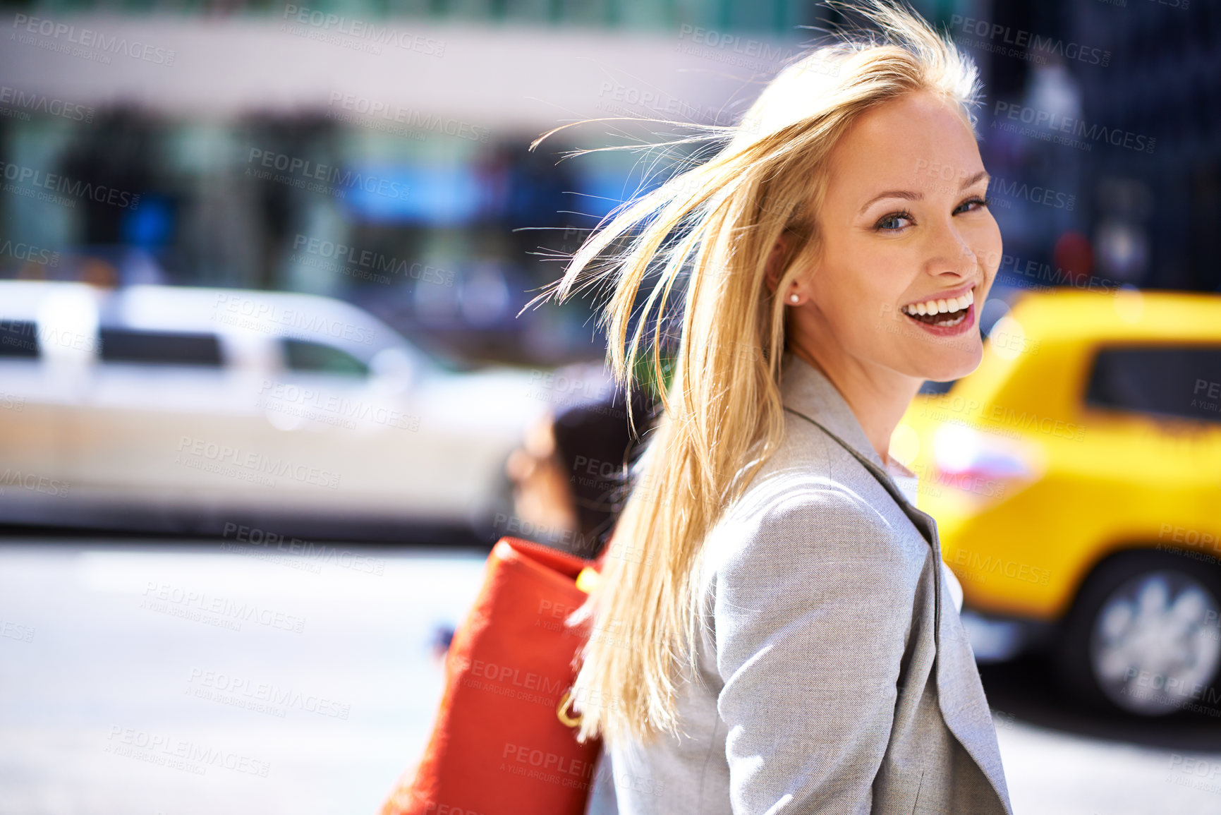 Buy stock photo A portrait of a beautiful young woman in the city