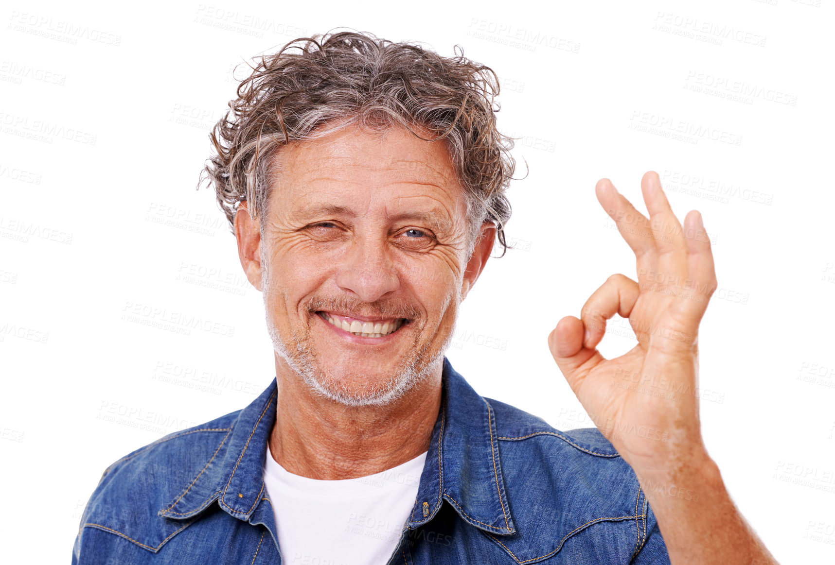 Buy stock photo Studio portrait of a positive mature man isolated on white