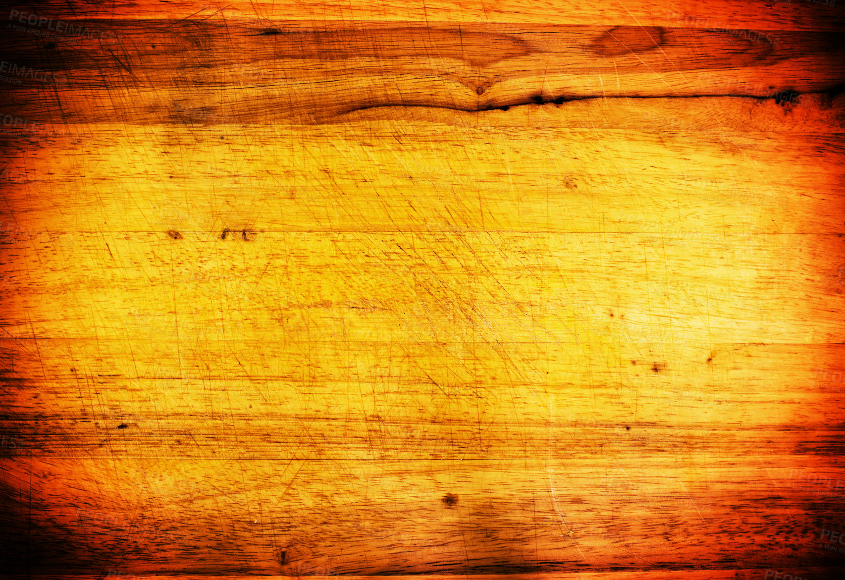 Buy stock photo Wood, floor and closeup on texture with detail surface and grain pattern in material on ground or background. Wooden, board or flooring for deck as wallpaper or table for woodworking with nobody