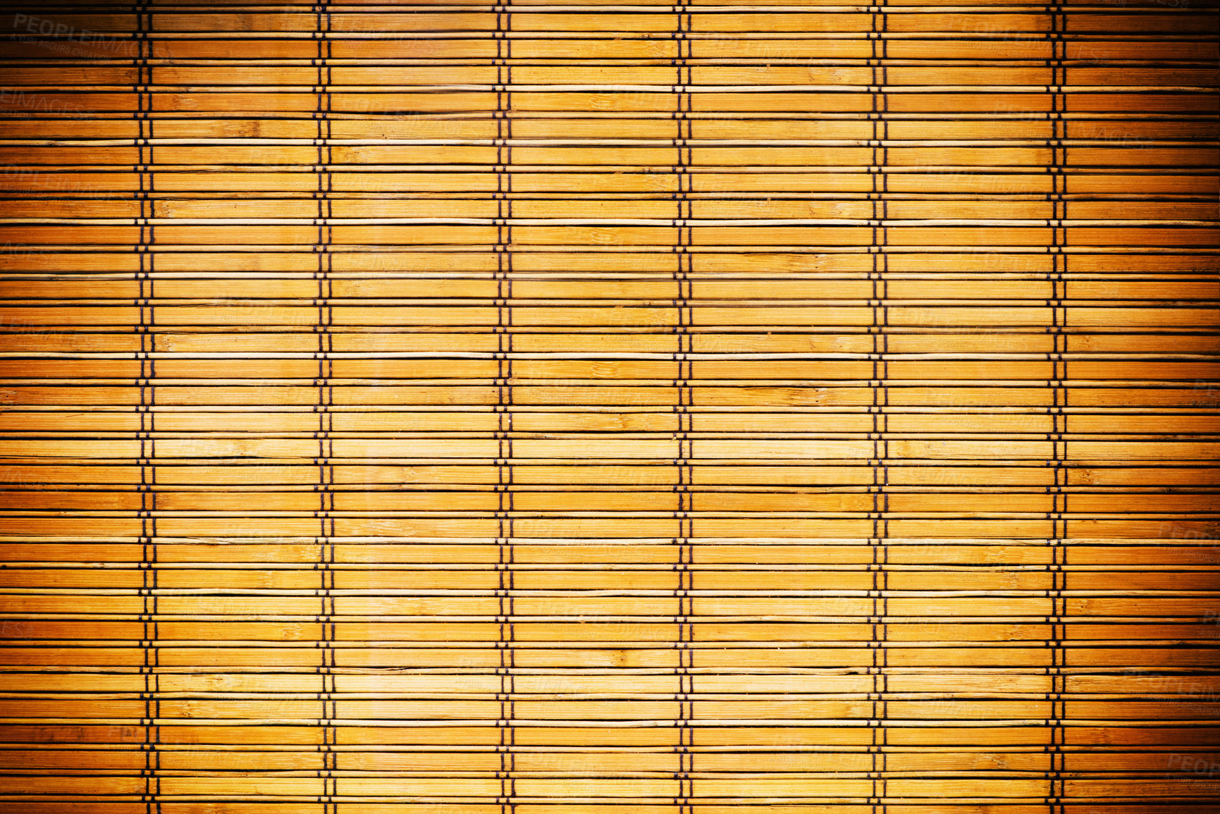 Buy stock photo Wallpaper, bamboo and texture with wooden blinds for shade, cover or pattern of abstract wall, design or color background. Detail of wood surface, stripes and lines with exterior or modern curtains