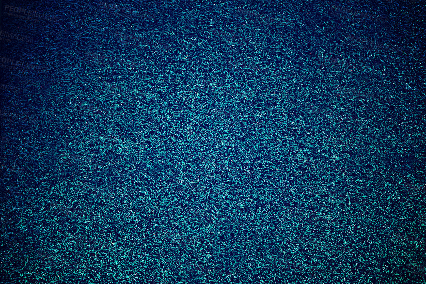 Buy stock photo Carpet, texture and blue fabric closeup on ground or floor with textile industry, background and abstract pattern. Rug, wallpaper and detail of surface with wool or mat with color and no people 