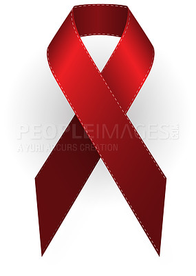 Buy stock photo Studio shot of a red AIDS awareness ribbon