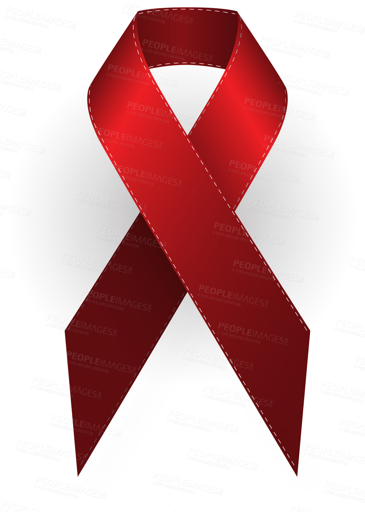 Buy stock photo Studio shot of a red AIDS awareness ribbon