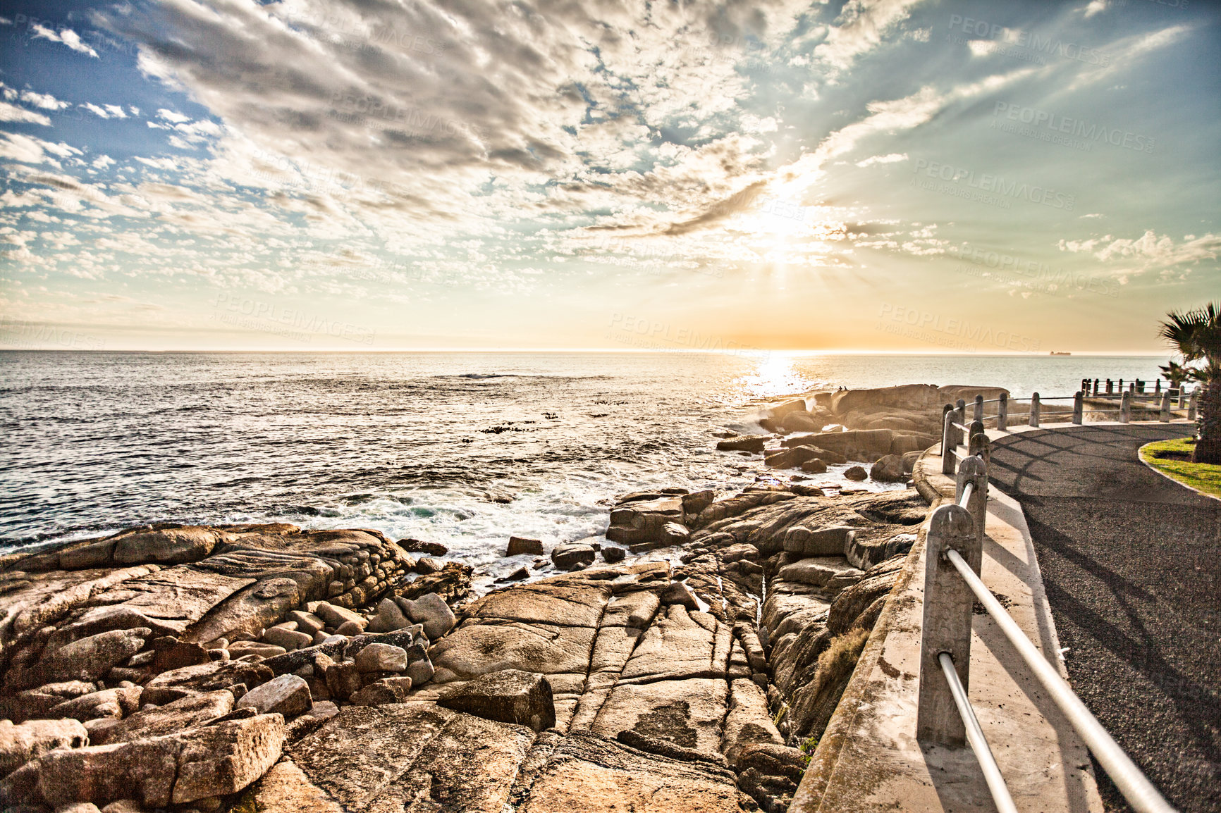 Buy stock photo Shot a walkway by the seaside