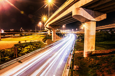 Buy stock photo Shot of a traffic on the motorway