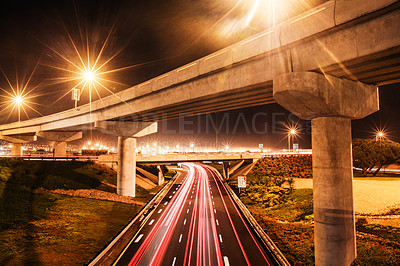 Buy stock photo Shot of a traffic on the motorway