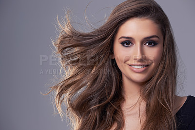 Buy stock photo Studio portrait of a gorgeous young woman
