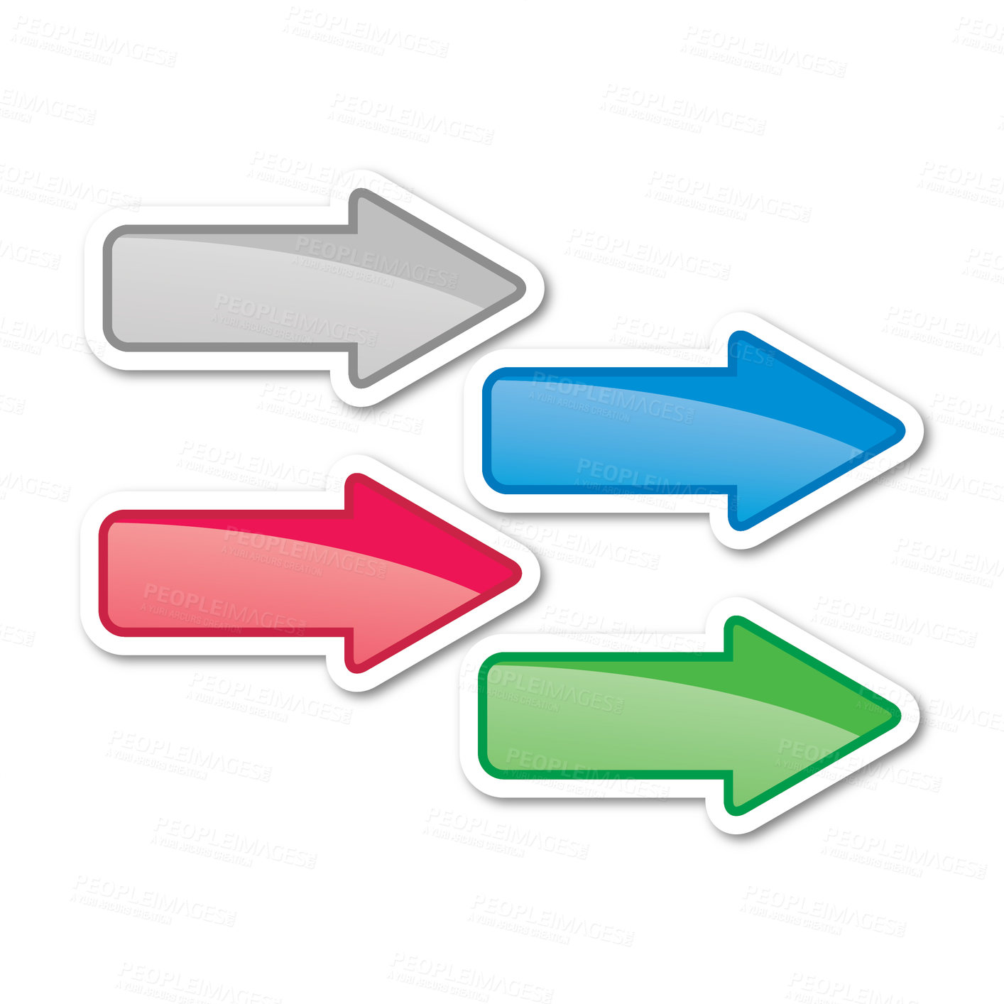 Buy stock photo Arrows, sketch and computer graphic with pointing in a direction to target with illustration with white background. Icon, pointer and shape with drawing to navigate and show digital design with sign