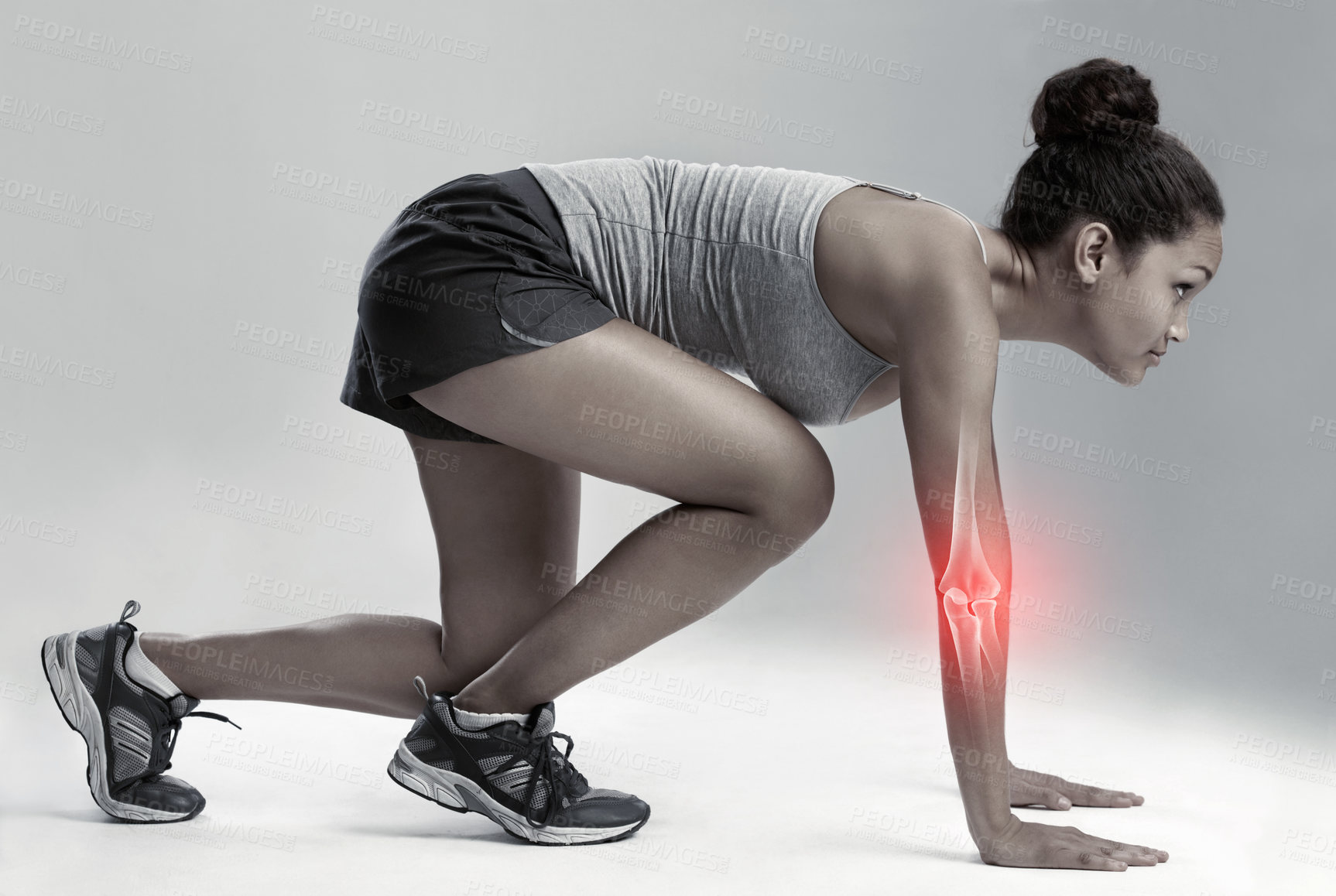 Buy stock photo Cropped shot highlighting a sportsperson's injury