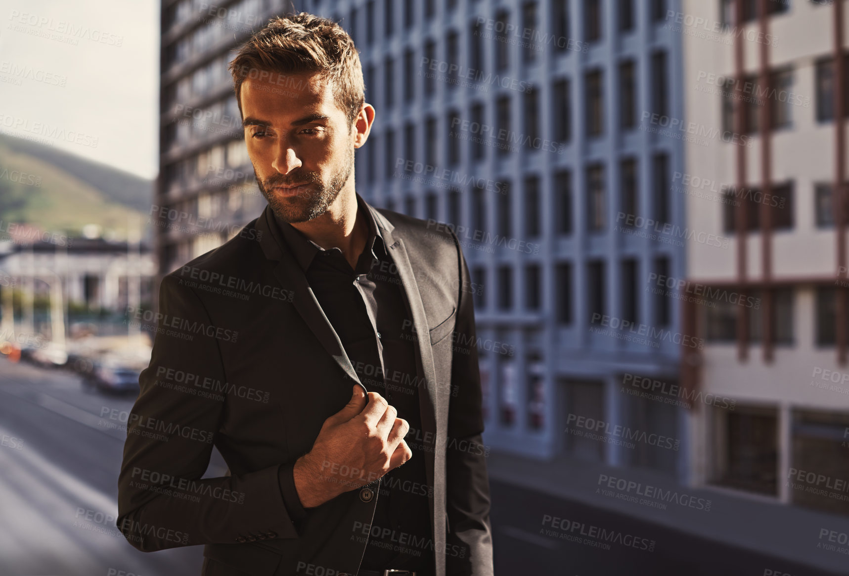 Buy stock photo Cropped shot of a handsome and confident young man