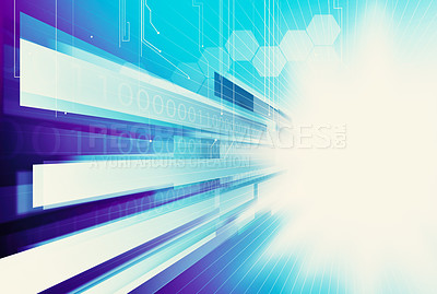 Buy stock photo Connectivity, vortex or data stream in future cyberspace, digital information or cyber technology. Virtual, cloud computing or communication of design, hud network or graphic on mockup infrastructure