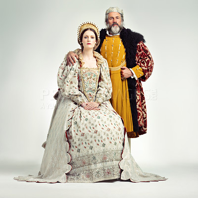 Buy stock photo Studio shot of a regal king and queen
