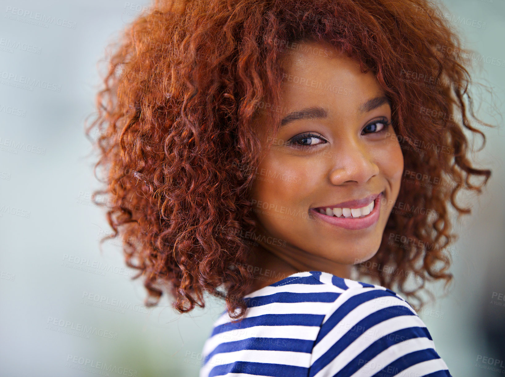 Buy stock photo Portrait, smile and business with black woman, startup and PR agency with consultant and entrepreneur. Face, African person and employee with journalist for a magazine and freelancer with blogger