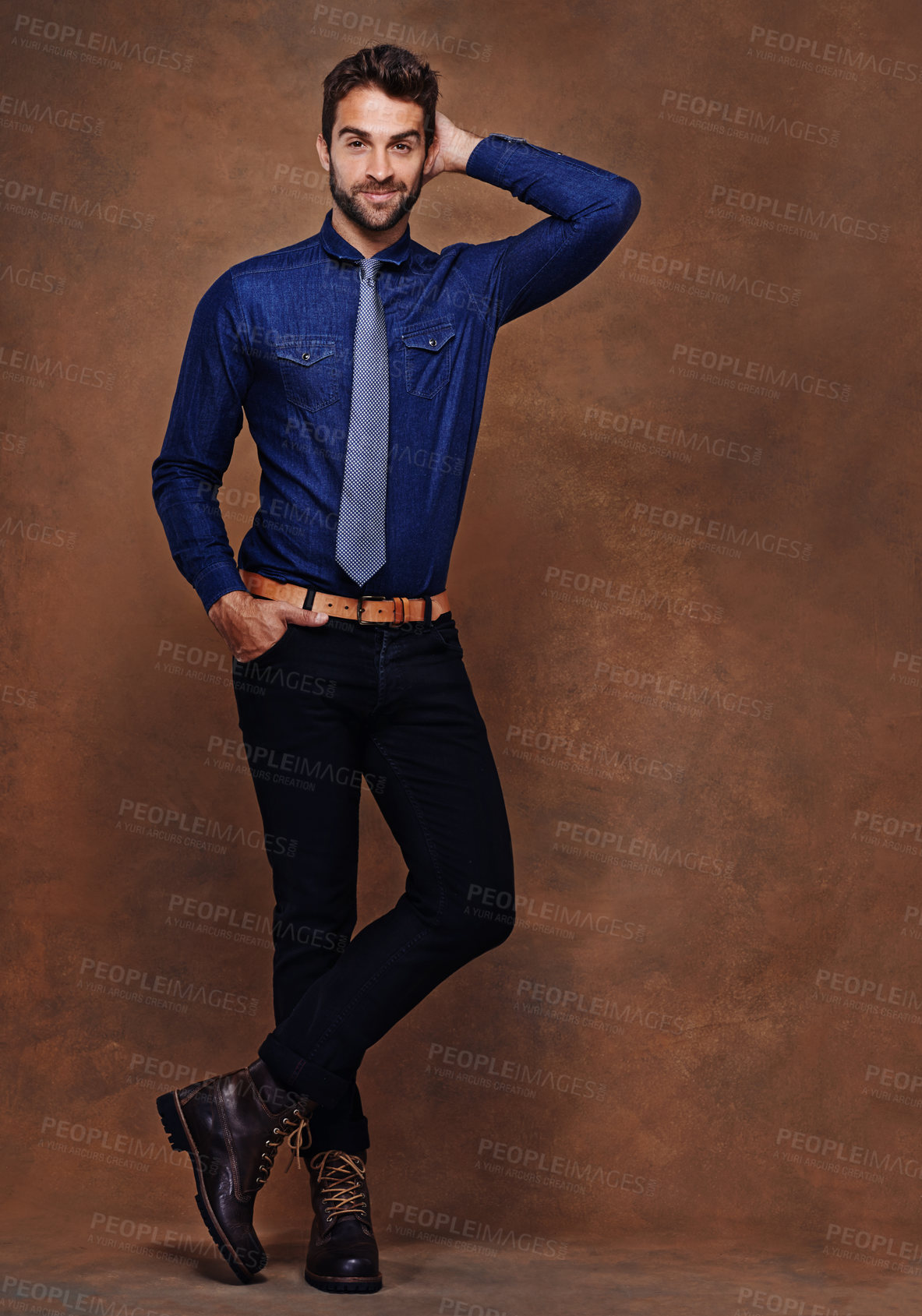 Buy stock photo Fashion, smile and portrait of businessman, studio and business clothing isolated on background. Confident, pose and corporate employee for happy male model, professional and formal and trendy outfit