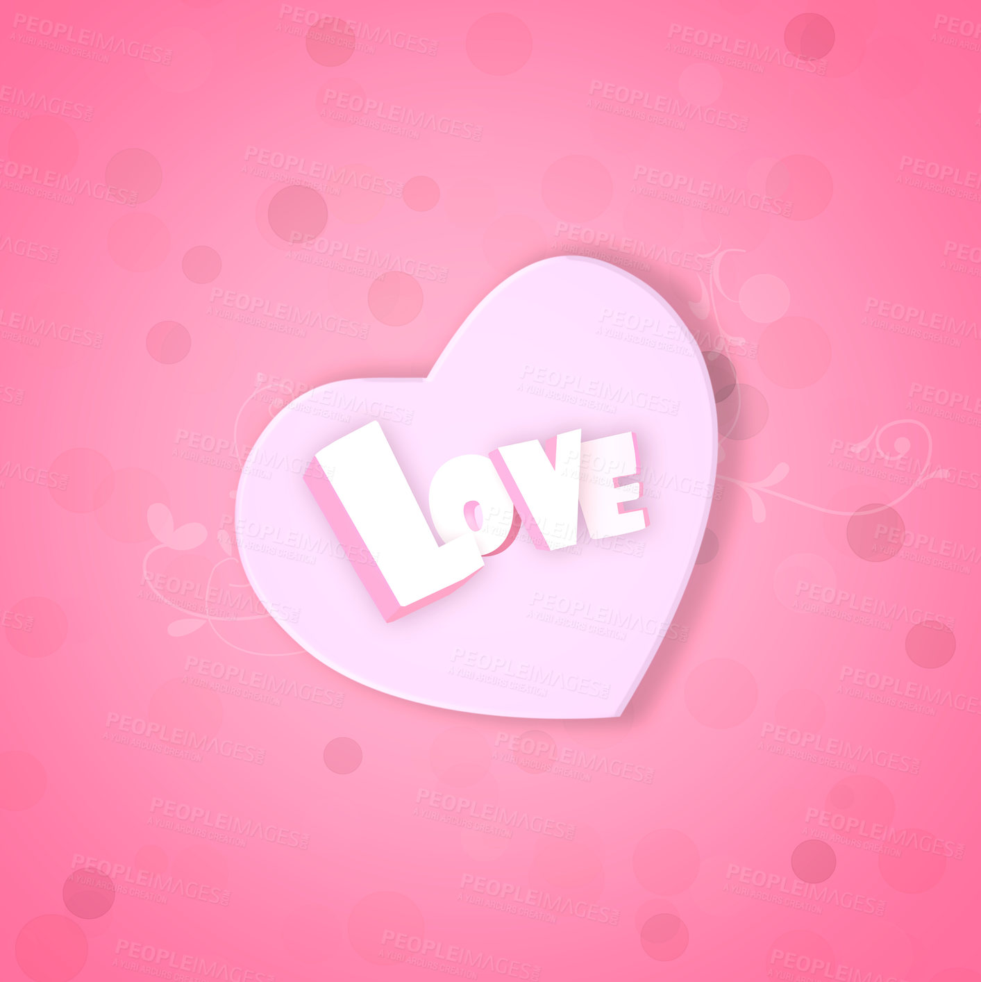 Buy stock photo Graphic, words and hearts for symbol of love for support, valentines day and mockup space in studio. Pink background, icons or illustration of a creative wallpaper for care, text design or romance