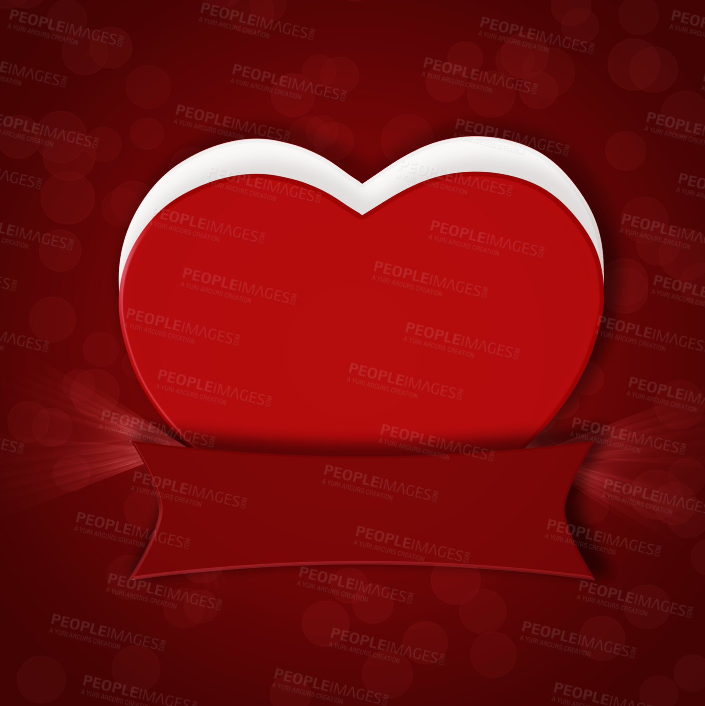 Buy stock photo Graphic, red background and hearts for symbol of love for support, valentines day and mockup space in studio. Label, icons or illustration of a creative wallpaper for care, design or romance banner