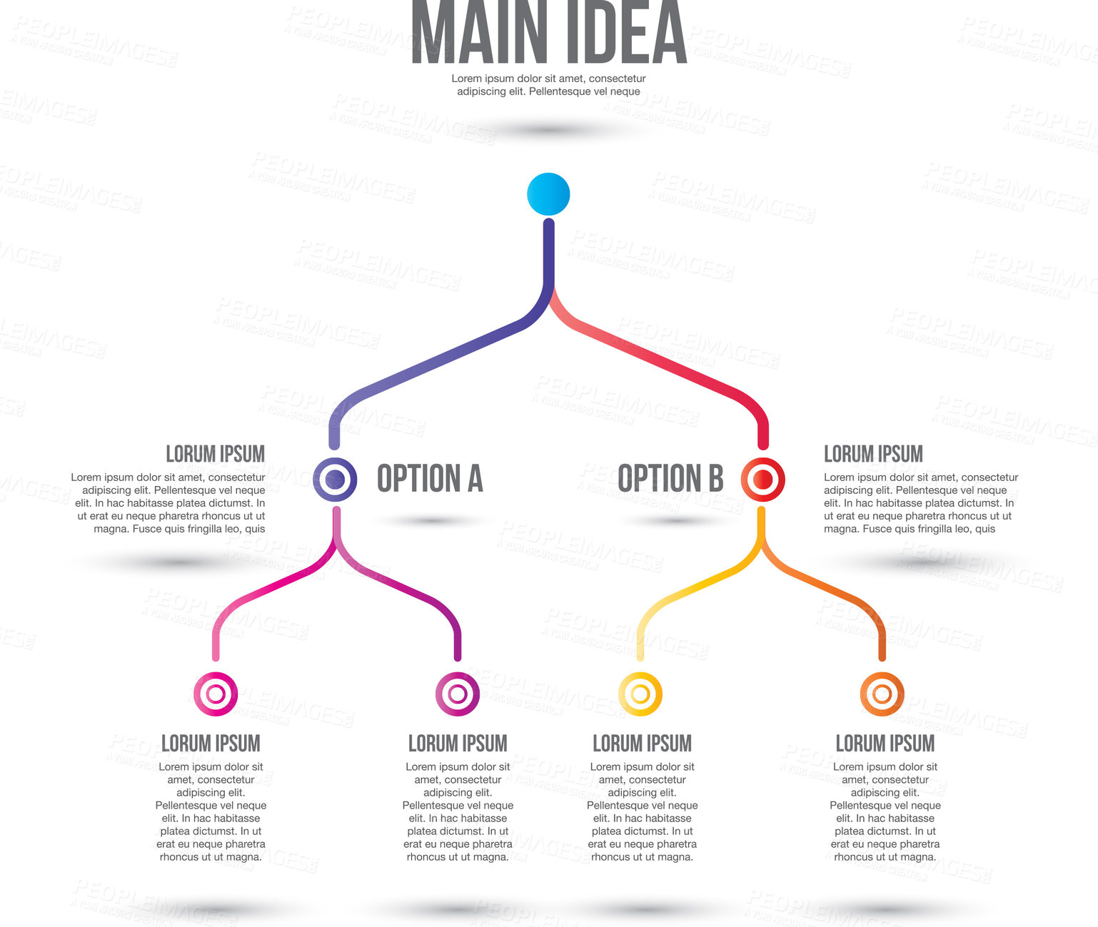 Buy stock photo Illustration of a flow chart with dummy text