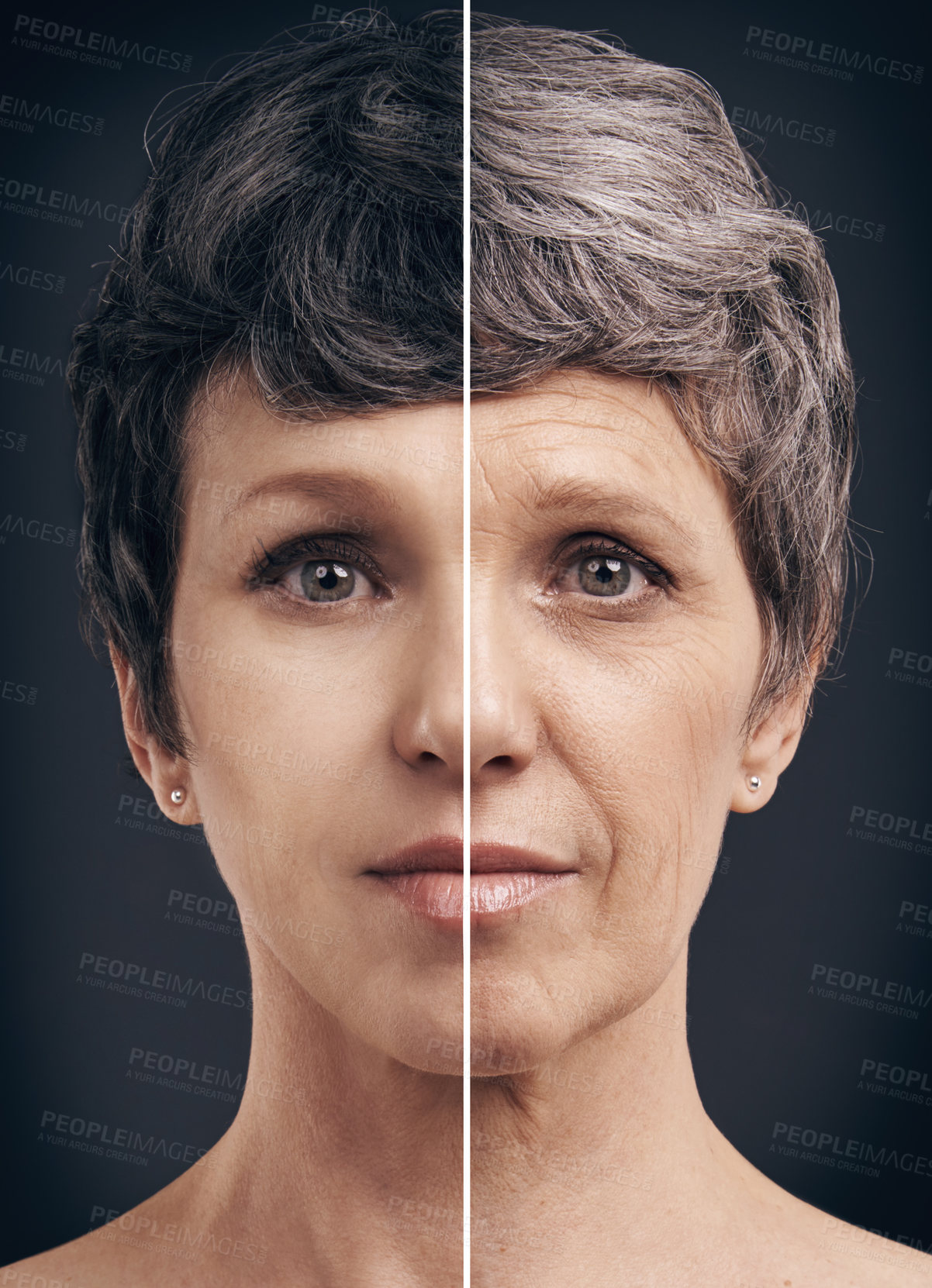 Buy stock photo Composite image of a woman when she was younger and older