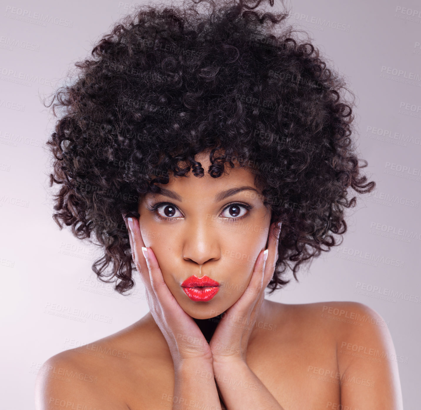 Buy stock photo Studio shot of a beautiful young woman against a gray background