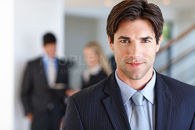 Buy stock photo Professional, man and portrait of corporate financial advisor in company with confidence for consultation. Finance, advice and businessman with knowledge on economy and working with clients in office