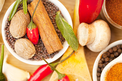 Buy stock photo Cropped shot of an assortment of colorful spices 