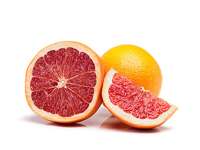 Buy stock photo Fruit, citrus and grapefruit for vitamin c, detox and healthy nutrition on isolated white background. Food, closeup and organic produce for natural wellness, health and eating on studio backdrop