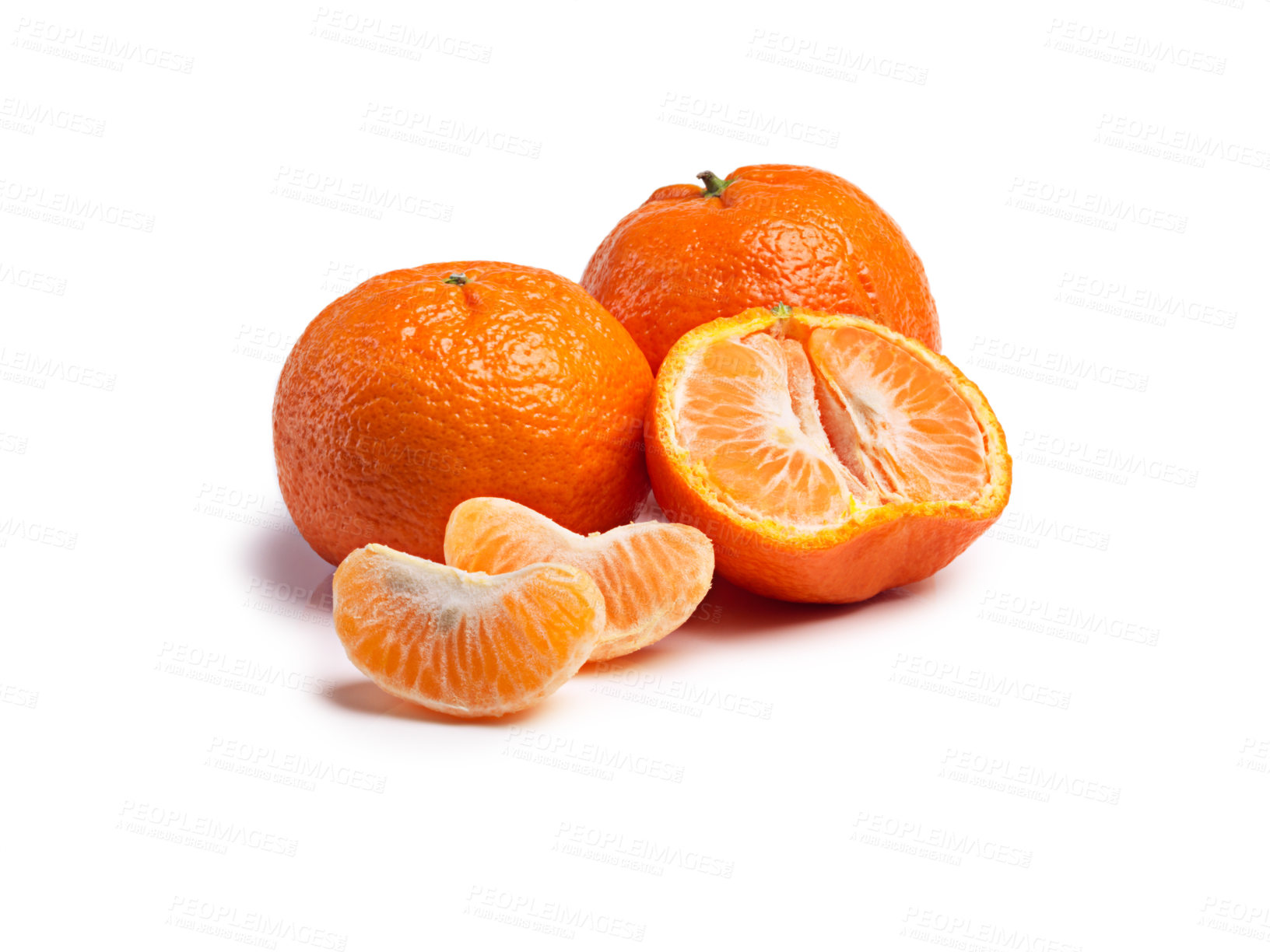 Buy stock photo Citrus, fruit and tangerine for minerals, detox and vitamin c on isolated white background. Food, closeup and organic produce for natural wellness, healthy nutrition and eating on studio backdrop