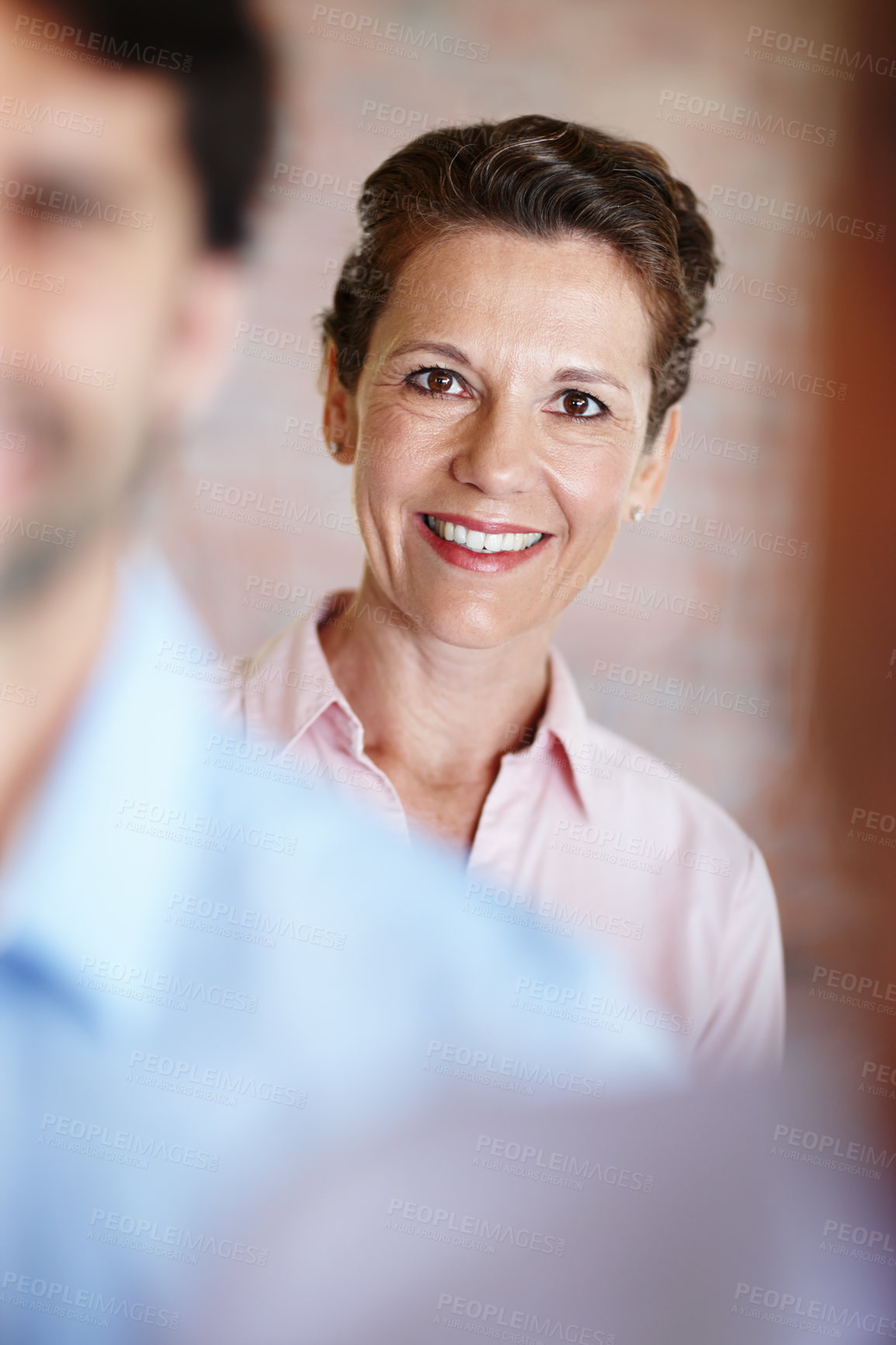 Buy stock photo Mature, business woman and portrait for project management, pride and success in office. Professional, corporate and smile of human resource manager, ceo and goals for startup job in workplace