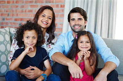 Buy stock photo Portrait shot of a happy family