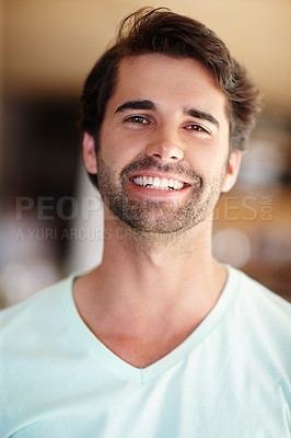 Buy stock photo Portrait of an attractive male with a toothy smile