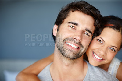 Buy stock photo Portrait of an attractive smiling couple