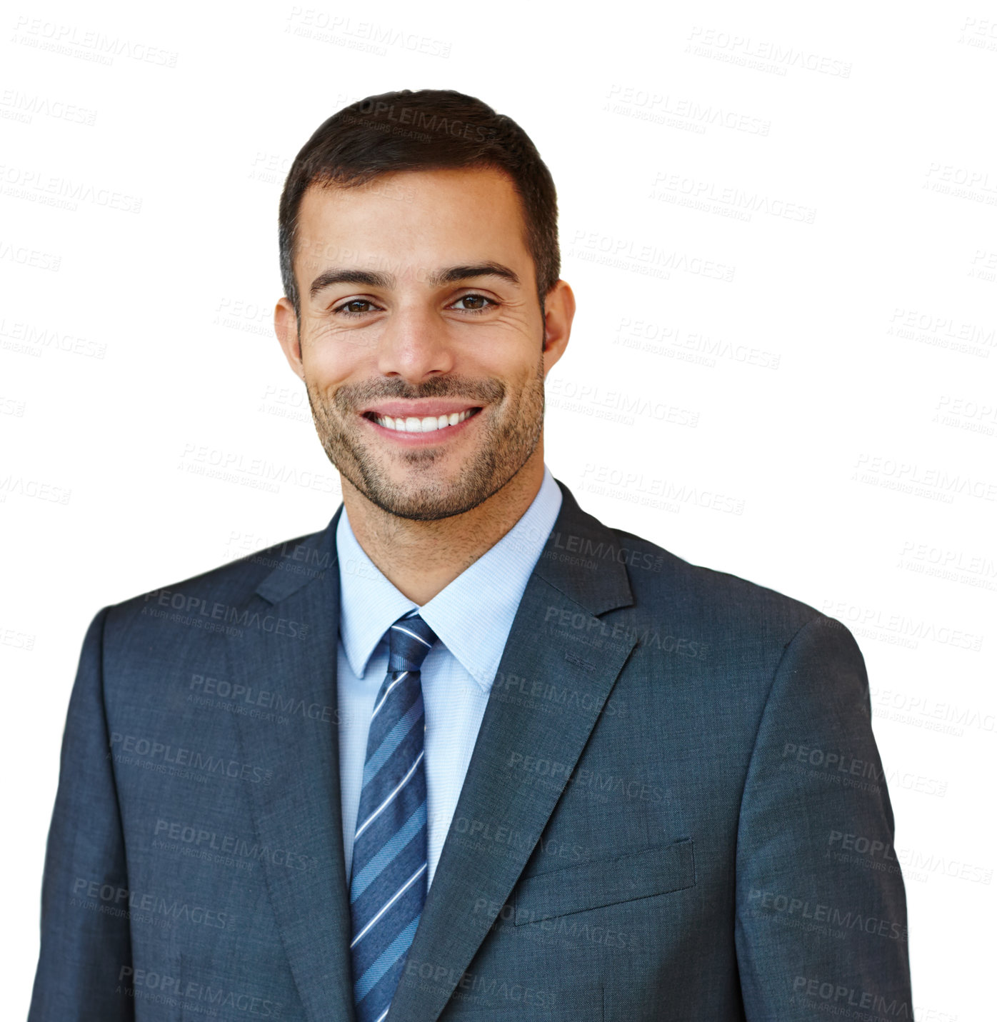 Buy stock photo Portrait, smile or businessman in studio for corporate company or job on white background. Confident, happy and face of professional entrepreneur, consultant and salesman in suit working for career