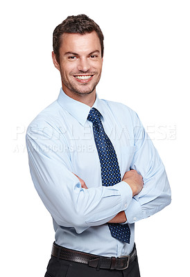 Buy stock photo An experienced businessman crossing his arms while isoalted on a white background