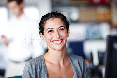 Buy stock photo A beautiful creative businesswoman smiling at you confidently