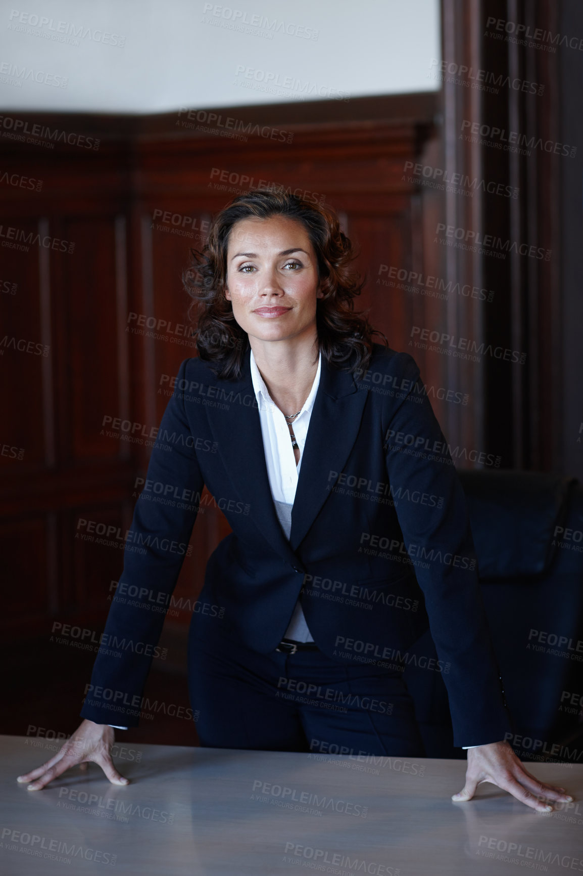 Buy stock photo Portrait, attorney and woman in corporate office for business career or opportunity. Confidence, lawyer and professional employee or worker in courtroom for legal system, justice or expert experience