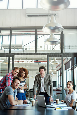 Buy stock photo Portrait of office workers in a meeting in a boardroom