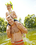 Playing in the lake with my son